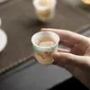 Taza de té de porcelana de jade pintada a mano con loto, taza maestra de juego de té Kung Fu, taza individual de porcelana blanca, taza de té estilo chino