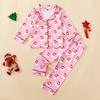 Pijama de Bebê de Outono e Inverno Conjunto de Duas Peças para Crianças e Crianças de Meia-Idade com Estampa de Papai Noel Conjunto de Pijama Infantil Cardigã de Manga Comprida