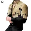 2026 Camisa de Manga Larga Estampada en 3D para Hombre de Venta Caliente Europea y Americana Moda Tendencia Cárdigan Superior de Lunares Degradados