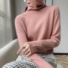 24 Suéter de Caxemira Novo Outono/Inverno para Mulheres, Gola Alta Solta, Caimento Amplo, Cor Sólida, Manga Longa, Suéter Base de Malha Grossa