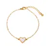 Pulseira de Aço Inoxidável 316 Banhada a Ouro Real 18K Estilo Europeu e Americano Joia de Mão de Alto Padrão em Formato de Coração Acessório de Temperamento Dourado