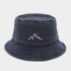 Sombrero de pescador con bordado de montaña americana y estampado de atardecer, para mujer, lavado y vestido, para exteriores, para hombre y protector solar.