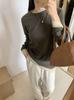 Camiseta Europeia de Veludo Waxy Macio Quente Frente e Verso Falsa de Duas Peças Feminina Estilo Preguiçoso Solto Temperatura Constante Veludo Australiano Camiseta Base Rejuvenescedora
