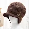 Chapéu de Inverno para Mãe, Mulheres de Meia-Idade e Idosas, Proteção Contra Frio, Chapéu Quente com Proteção para Orelhas, Chapéu de Lã Tricotado com Pelúcia para Avó e Senhora Idosa