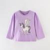 Camiseta de otoño para niñas Malwee, nueva camiseta de estilo occidental para niñas de estilo europeo y americano, con cuello redondo y manga larga.