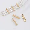 Cuentas Espaciadoras Ovales Porosas de Zirconia Rellenas de Oro de 14 Quilates que Conservan el Color Accesorios Espaciadores para Pulseras de Perlas de Doble Fila Hechas a Mano para Manualidades