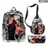 Mochila Escolar Anime 3D Nova Transfronteiriça, Mochila, Estojo, Bolsa de Ombro, Três Peças