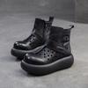 Shanghai Jiejie 2025 Primavera y Verano Nuevo Estilo Británico Botas Martin Huecas Transpirables Zapatos con Agujeros de Caña Alta Retro Zapatos de Mujer