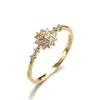 Anillo de copo de nieve de invierno estilo japonés en oro de 18 quilates para mujer Red social mismo anillo de moda ins Celebridad de Internet boda moda personalidad temperamento
