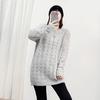 Suéter de Punto Hueco de Mohair Sentido del Diseño Manga Larga Holgado Suave Ceroso Longitud Media Cuello Redondo Cuello Alto Moderno Suéter Versátil