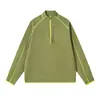 Estilo casual americano, cuello redondo, media cremallera, bloques de color, manga raglán, manga larga, top para hombre para primavera y otoño, 260g, corte holgado, deportivo y casual