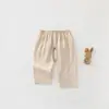 Pantalones Unisex para Bebé con Abertura Inferior, Estilo Delgado de Verano, Pantalones sin Pañal a Prueba de Mosquitos, Ropa de Exterior para Niños y Niñas, Pantalones de Siete Puntos