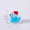Paisagem em miniatura, pato fofo com chapéu de Natal brilhante, esfera de cristal para jardinagem, ornamentos decorativos, miniaturas de mesa
