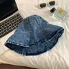 2025 Nuevo Sombrero de Pescador de Mezclilla de Moda Estilo Retro Japonés y Coreano para Mujer, Sombrero Versátil de Protección Solar Casual de Verano