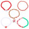 Pulsera Navideña Europea y Americana Transfronteriza con Cuentas de Arcilla Polimérica Suave con Letras, Papá Noel, Copo de Nieve, Alce, Pulsera Elástica