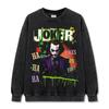 Camiseta Manga Curta Estampada Joker Retro Americano Blusa de Moletom com Capuz Gola Redonda Algodão Pesado Versátil