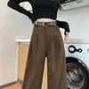 Overol café para mujer 2024 invierno nuevo entrepierna tipo pera que cubre pequeño informal perezoso pantalones de mezclilla café
