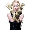 Guantes de charol sexys, largos, para cosplay, accesorios, guantes negros ajustados, guantes de actuación para pole dance.