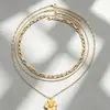 Joyería Transfronteriza Europea y Americana Verano Playa Concha Estrella de Mar Perla Collar Estilo Nicho Multicapa Apilable Cadena para Clavícula
