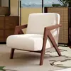 Cadeira Sofá de Madeira Maciça Estilo Nórdico Sala de Estar Estilo Meio do Século Cadeira Individual Confortável Varanda de Casa Richard Cadeira com Encosto de Lazer