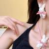 Dulce y Linda Chica de Ballet Lazo de Cinta Conejito de Peluche Collar Cadena para Clavícula Femenina de Moda
