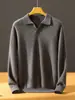Cony~ Suéter de cachemir 100% para hombre con cuello, nueva colección otoño/invierno, color liso, suéter de punto de manga larga, adecuado para uso business casual