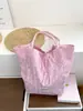 Bolsa de Ombro Floral Doce, Bolsa Tote Chiffon Estilo Francês Suave, Bolsa Versátil Casual para Estudante Universitária com Temperamento