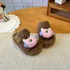 Pantuflas Peludas de Suela Gruesa para Niños 2026 Estilo Nuevo Unisex Dibujos Animados Lindas Otoño/Invierno Que Aumentan la Altura Antideslizantes de Una Correa de Algodón