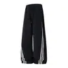 Pantalones deportivos Hanlu de rayas verticales texturizadas para hombre, pantalones casuales de estilo americano para otoño con rayas de contraste, pantalones largos resistentes de corte holgado