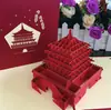 Suministro directo de fábrica Arquitectura clásica china Torre de la Campana de Xi'an Tallado en papel tridimensional 3D Tarjeta de felicitación hueca Lugar escénico Estilo de venta caliente