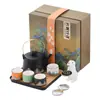 Juego de té de cerámica gruesa para vigas y ollas, juego para el hogar, tetera de cerámica Thousand Li Jiangshan, accesorios para ceremonia del té, Festival de Medio Otoño, venta al por mayor, regalos pequeños