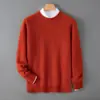Suéter de Lana 100% Pura de Cuello Redondo Simple Nuevo Otoño Invierno para Hombre, Engrosado, Tacto de Alta Calidad, Holgado, Suéter Base
