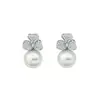 Pendientes de Perla en Forma de Pétalo Microincrustados Estilo Francés para Mujer, Elegantes y Exquisitos, Pendientes Únicos con un Toque de Nicho, Lujo Ligero y Sensación de Alta Gama