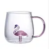Caneca de Água Animal Estéreo Personalizável Caneca de Café Caneca Fofa para Escritório Copo de Vidro de Alto Borossilicato