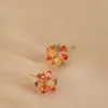 Pendientes de Pétalos de Cristal Coloridos Estilo Mori Moda Bola de Flor Tridimensional Dopamina Bola de Flor Tridimensional Moda Pequeños y Sencillos