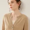 Cárdigan de Cachemir para Mujer 2026 Primavera y Otoño Nuevo Estilo Medio Abierto Cuello en V Cárdigan de Lana Suéter Abrigo Pequeño Tejido de Cachemir
