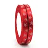 En stock cinta de regalo de Navidad con diseño de copo de nieve rojo y verde 1 cm Cinta para regalos de Navidad 25 yardas