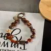 Llavero Cuadrado con Cuentas de Amor y Leopardo, Cadena para Bolso, Colgante DIY para Teléfono Móvil, Cadena Colgante Universal