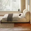 Cama de tecido algodão e linho cama quarto principal cama 1,8 metro cama moderna simples chenille estofada cama com encosto macio casal cama 1,5 metro