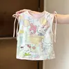 Ropa Infantil Coreana para Niñas Chaleco con Estampado de Dibujos Animados Verano 2026 Nuevo Estilo Top sin Mangas Lindo con Lazo para Niños