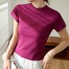 [Use Bons Materiais] Camiseta Curta de Algodão Puro de Cintura Alta para Mulheres, Novo Estilo Verão 2026, Blusa Raglan com Gola Redonda, Camiseta Básica de Manga Curta