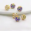 Contas Vazadas Redondas Coloridas com Esmalte de 10mm Contas Espaçadoras Contas Soltas Acessórios para Pulseira DIY Botão para Roupas Hanfu Acessórios