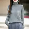 Suéter de Punto de Lana de Yak Teñido en Hilo Nuevo Otoño/Invierno 2026 con Cuello Alto, Manga Larga, Color Sólido, Top Base para Mujer