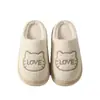 Lindas Zapatillas de Algodón con Suela Gruesa de Gato para Mujer, Nuevas Zapatillas de Algodón Cálidas para Interiores del Hogar con Forro de Felpa para Hombre