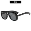 Nuevas Gafas de Sol Versátiles de Montura Grande Doble Puente Personalizadas Sencillas Moda Europea y Americana Protección Solar Vacaciones al Aire Libre Gafas de Sol Transfronterizas
