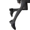 Leggings de algodão de listras finas calça de gordura de cordeiro cintura alta leggings de inverno femininas cobrindo o pé leggings de algodão listradas verticais dropshipping