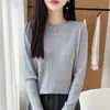 Novo Suéter de Malha Trançada com Gola Redonda Outono/Inverno para Mulheres 2026, Pulôver de Cor Sólida, Camisa Base Elegante de Manga Longa Solta