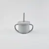 Taza de Agua de Silicona para Niños, Taza de Leche, Taza Resistente a Caídas, Taza con Doble Asa, Taza con Popote para Beber, Taza para Beber, Taza de Leche para Niños