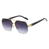 Gafas de Sol Nuevas Transfronterizas para Hombres y Mujeres, Cuadradas de Marco Delgado para Adelgazar Rostro Grande, Gafas de Sol de Medio Marco de Moda Anti-UV