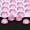 Pedrería de Vidrio Cosida a Mano, Pedrería Plana de Doble Agujero Color Rosa Neón Claro, Gotas de Agua Satélite Accesorios de Decoración DIY para Ropa